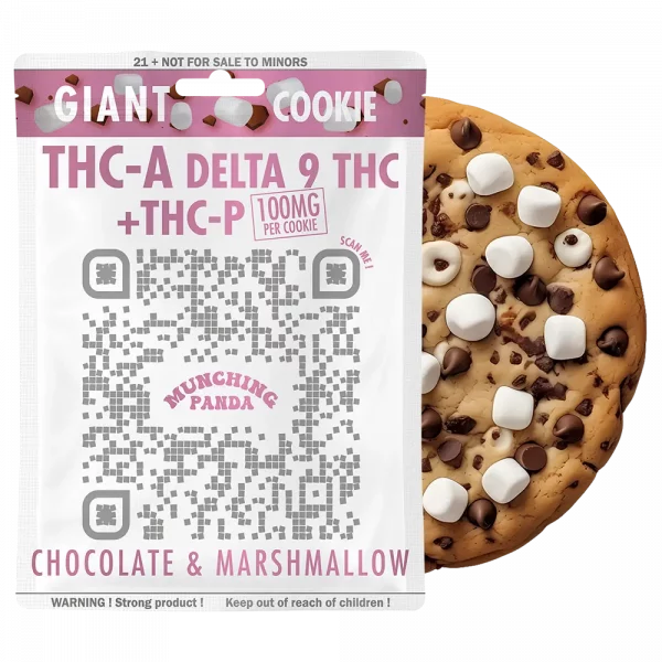 Munching Panda 100mg delta 9 thc + thc-p + thc-a chocolate & marshmallow cookie bag