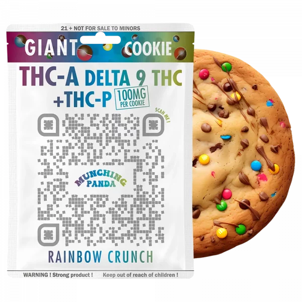 Munching Panda 100mg delta 9 thc + thc-p + thc-a rainbow crunch cookie bag