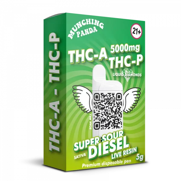 Munching Panda 5000mg Super Sour Diesel Vape Pen THC-A + THC-P