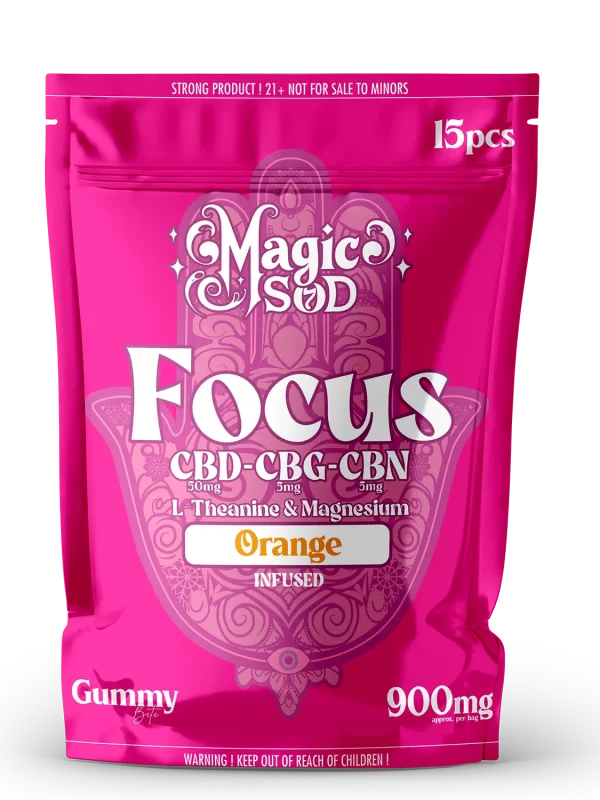 Focus Orange Gummies infused with (CBD + CBG + CBN @ 300mg) + L-Theanine & Magnesium